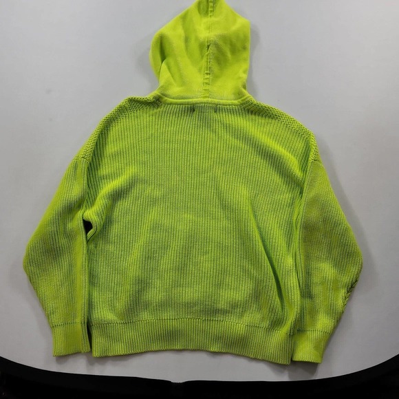 Lauren Ralph Lauren Knit Hoodie Sweater Womens Medium Lime Green Work Chore - Picture 11 of 13